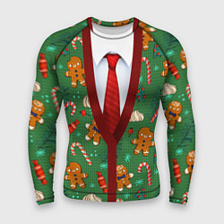 Рашгард мужской Новогодний свитер с печеньками, цвет: 3D-принт