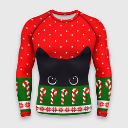 Рашгард мужской Котик: новогодний свитер, цвет: 3D-принт