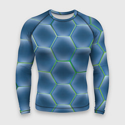 Рашгард мужской Синии шестигранники, цвет: 3D-принт