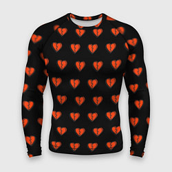 Рашгард мужской Разбитые сердца на черном фоне, цвет: 3D-принт