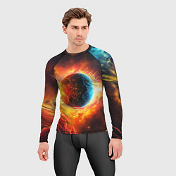 Рашгард мужской Планета в огненном космосе, цвет: 3D-принт — фото 2