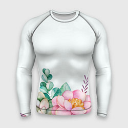 Рашгард мужской Цветы нарисованные акварелью - снизу, цвет: 3D-принт