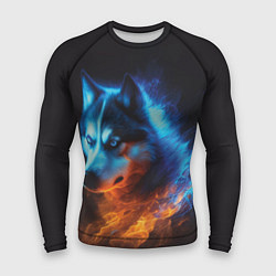 Рашгард мужской Водно-огненная стихия волка, цвет: 3D-принт