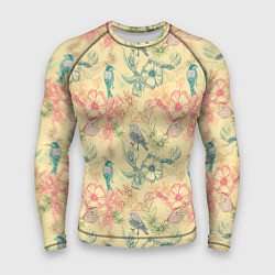 Рашгард мужской Птицы и цветы, цвет: 3D-принт