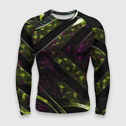 Рашгард мужской Темные фиолетовые и зеленые вставки, цвет: 3D-принт