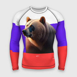 Рашгард мужской Медведь на флаге России, цвет: 3D-принт