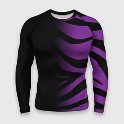 Рашгард мужской Фиолетовый с черными полосками зебры, цвет: 3D-принт