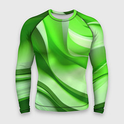 Рашгард мужской Светлые зеленые волны, цвет: 3D-принт