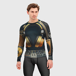 Рашгард мужской Золотые наушники, цвет: 3D-принт — фото 2