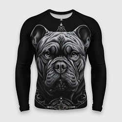Рашгард мужской Морда бульдога стиль тату, цвет: 3D-принт