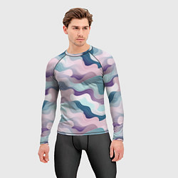 Рашгард мужской Абстрактные волны разноцветные, цвет: 3D-принт — фото 2