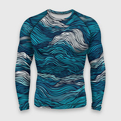 Рашгард мужской Синие волны абстракт, цвет: 3D-принт