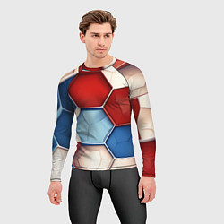 Рашгард мужской Большие белые синие красные плиты, цвет: 3D-принт — фото 2