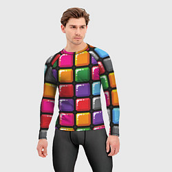 Рашгард мужской Пиксельные кубики, цвет: 3D-принт — фото 2