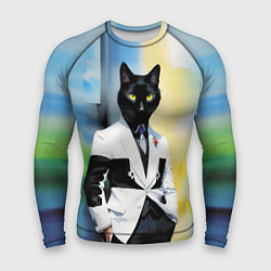 Мужской рашгард Cat fashionista - neural network - pop art