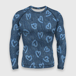 Рашгард мужской Hearts on denim, цвет: 3D-принт