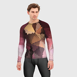 Рашгард мужской Мозаика в коричнево-розовых тонах, цвет: 3D-принт — фото 2