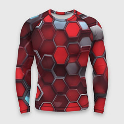 Рашгард мужской Cyber hexagon red, цвет: 3D-принт