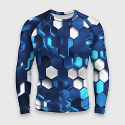 Рашгард мужской Cyber hexagon Blue, цвет: 3D-принт