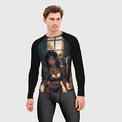 Рашгард мужской Аниме девушка в нижнем белье, цвет: 3D-принт — фото 2