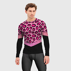 Рашгард мужской Розовый леопард и блестки принт, цвет: 3D-принт — фото 2