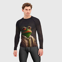 Рашгард мужской Лягушка Пепе в костюме, цвет: 3D-принт — фото 2