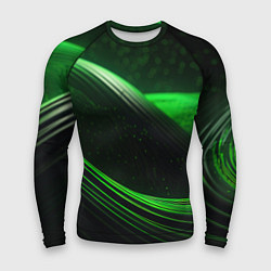 Рашгард мужской Зеленые абстрактные волны, цвет: 3D-принт