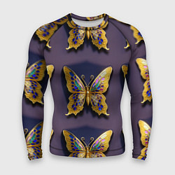 Рашгард мужской Золотая бабочка паттерн, цвет: 3D-принт