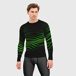 Рашгард мужской Зеленые абстрактные волны, цвет: 3D-принт — фото 2