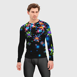 Рашгард мужской Неоновые снежинки - Новый год, цвет: 3D-принт — фото 2