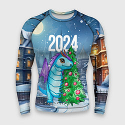 Рашгард мужской Дракон у новогодней елки 2024, цвет: 3D-принт