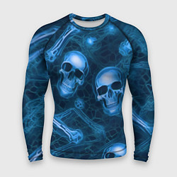 Рашгард мужской Синие черепа и кости, цвет: 3D-принт