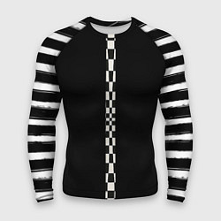 Мужской рашгард Иллюзия заполненного пространства черный клетка и