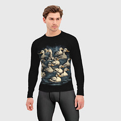 Рашгард мужской Утки в пруду, цвет: 3D-принт — фото 2