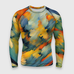 Рашгард мужской Жёлтые и синие мазки, цвет: 3D-принт
