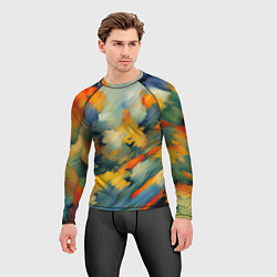 Рашгард мужской Жёлтые и синие мазки, цвет: 3D-принт — фото 2