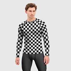 Рашгард мужской Шахматное поле чёрно-белый, цвет: 3D-принт — фото 2