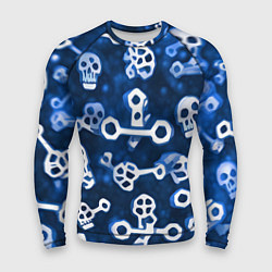 Рашгард мужской Белые черепки и кости на синем, цвет: 3D-принт
