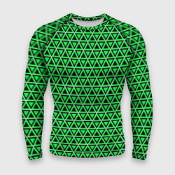Рашгард мужской Зелёные и чёрные треугольники, цвет: 3D-принт