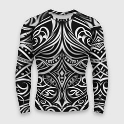 Рашгард мужской Чёрно белые узоры, цвет: 3D-принт