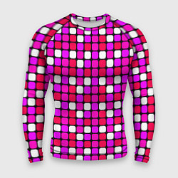 Рашгард мужской Розовые и белые квадраты, цвет: 3D-принт