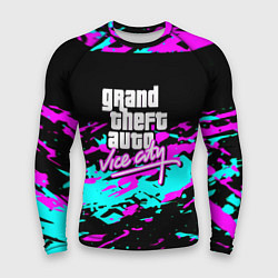 Рашгард мужской GTA vice city неоновые краски, цвет: 3D-принт