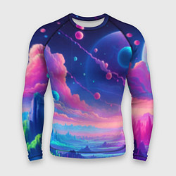 Мужской рашгард Fantastic space landscape - neon glow