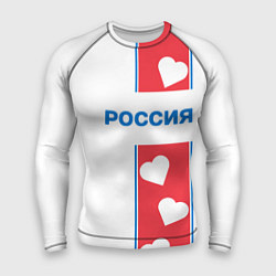 Рашгард мужской Россия с сердечками, цвет: 3D-принт