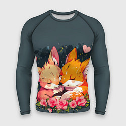 Рашгард мужской Милые лисички в цветах, цвет: 3D-принт
