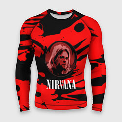 Рашгард мужской Nirvana красные краски рок бенд, цвет: 3D-принт