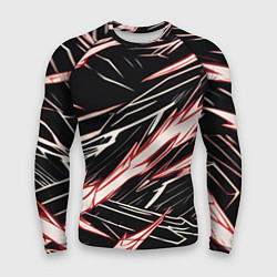Мужской рашгард Красные и белые полосы на чёрном фоне