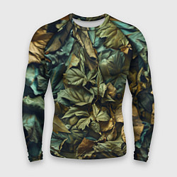 Рашгард мужской Реалистичный камуфляж из листьев, цвет: 3D-принт
