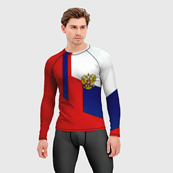 Рашгард мужской Спортивная текстура герб России, цвет: 3D-принт — фото 2