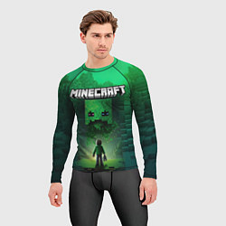 Рашгард мужской Minecraft зеленый персонаж и зеленые горы, цвет: 3D-принт — фото 2